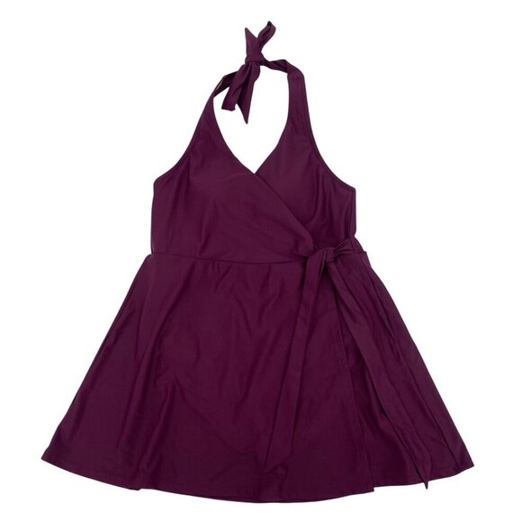 J.Crew Size 6 Halter Wrap Swim Dress in Iris Purple Plum BC122 - Picture 1 of 14